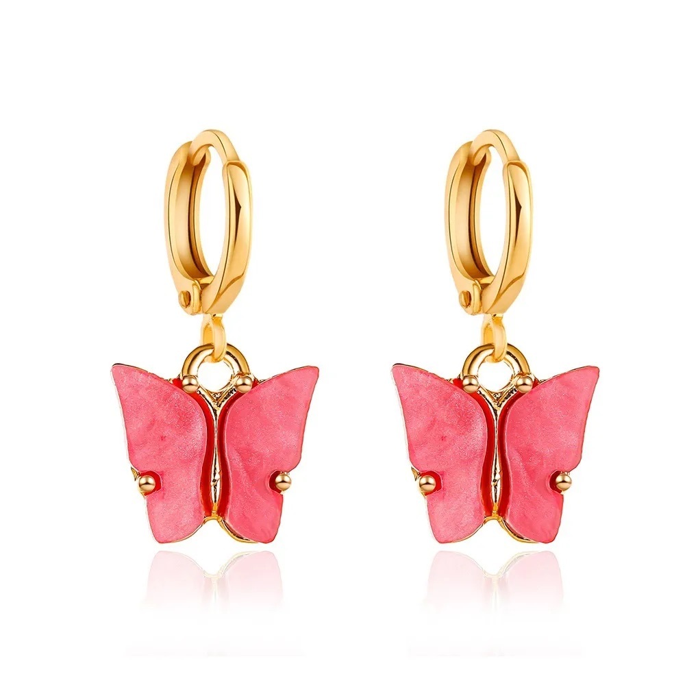 5 for $25 Butterfly 14k Gold Plated Hoop Earrings